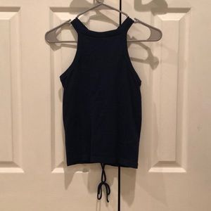 Blue Tank With Criss Crossed Back